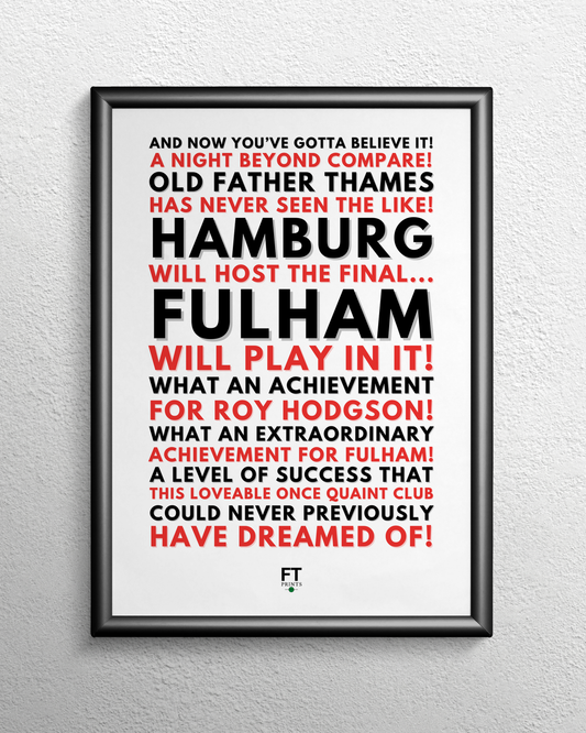 Fulham - Hamburg will host the final, Fulham will play in it!