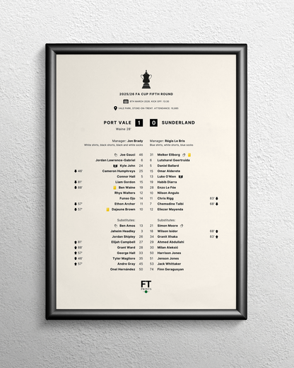 Port Vale 1-0 Sunderland