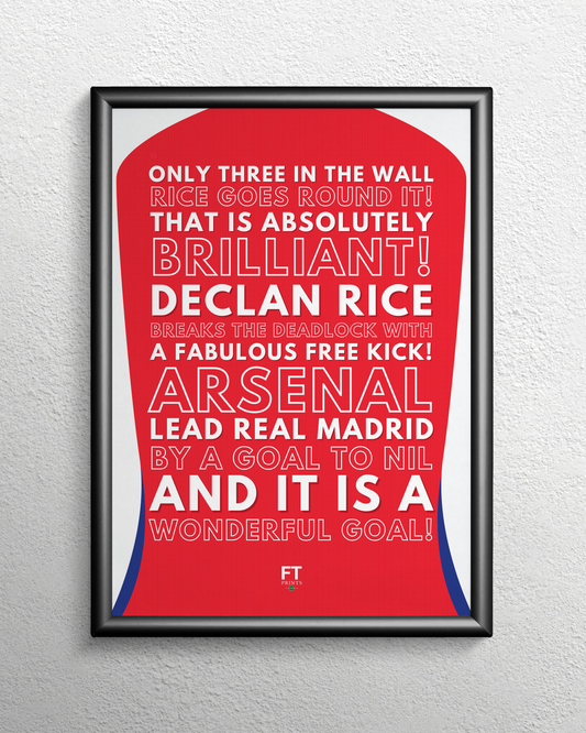 Declan Rice - Only three in the wall Rice goes round it!